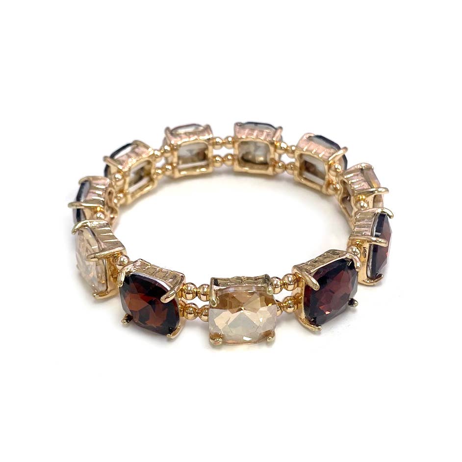 StarryNYC - Vendita all'ingrosso Braccialetto con ciondolo/pendente - Bracciale elasticizzato con cristalli in vetro tagliato a cuscino38