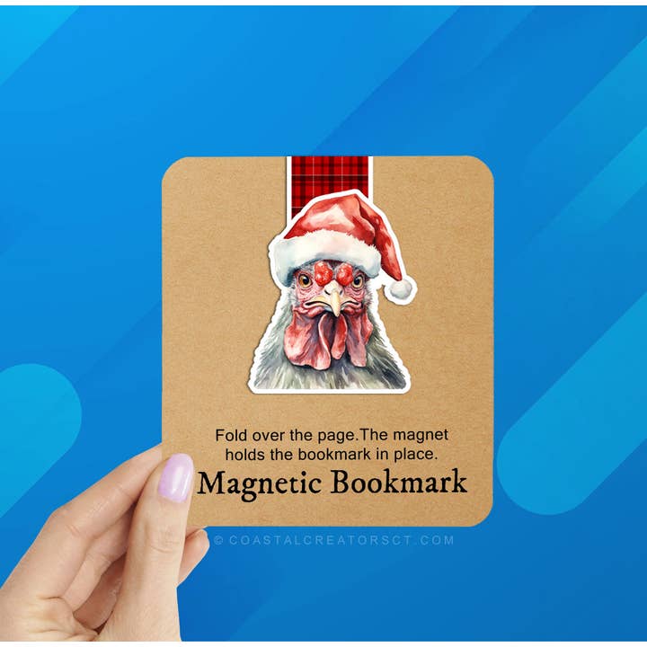 Christmas Rooster Magnetic Bookmark (Packaged) for wholesale by Coastal Creators of Connecticut