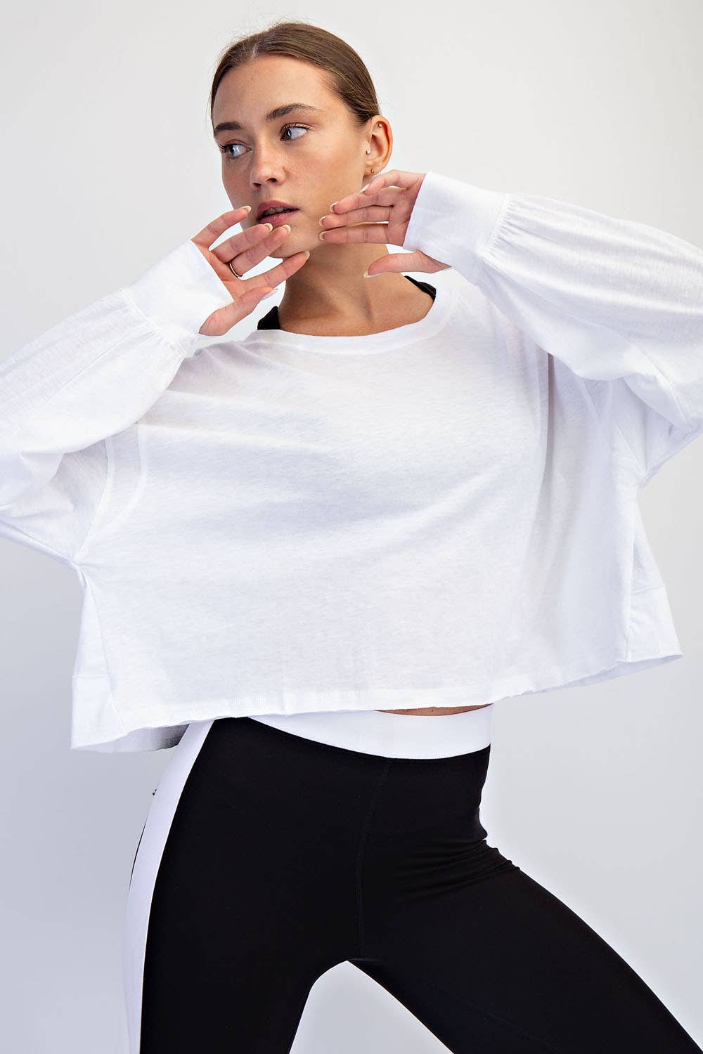 Rae Mode - Wholesale Lounge Top - Women's - COTTON SLUB OPEN BACK LONG SLEEVE TOP1