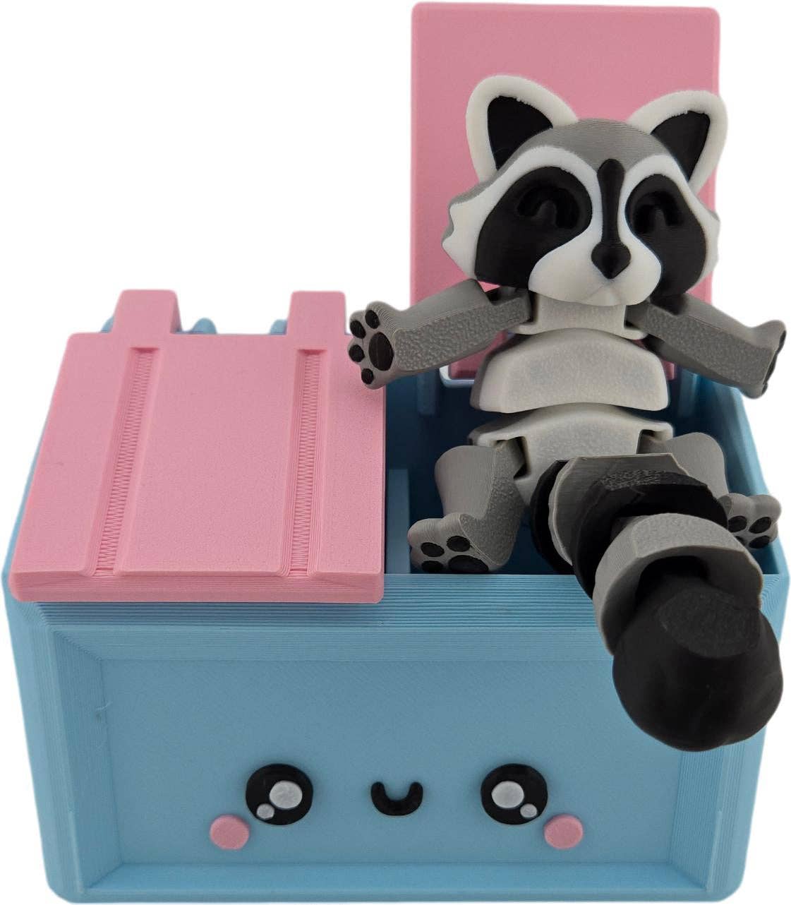 The Geek Galleria – wholesale Dekorativ statyett – 3D-utskriven ledad tvättbjörnsfigur | Realistiska svarta, grå och vita färger | Bedårande skrivbordsdekoration och samlartillbehör | Fidget2