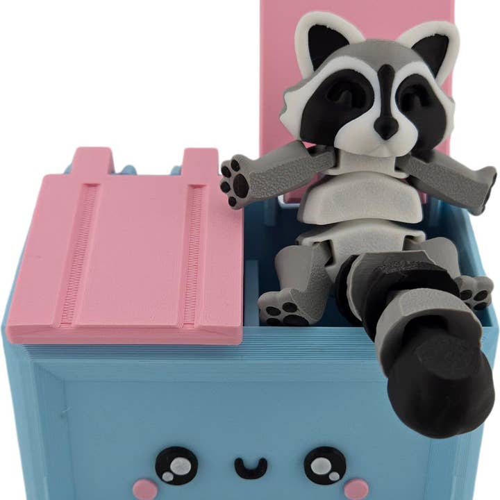 The Geek Galleria – wholesale Dekorativ statyett – 3D-utskriven ledad tvättbjörnsfigur | Realistiska svarta, grå och vita färger | Bedårande skrivbordsdekoration och samlartillbehör | Fidget2