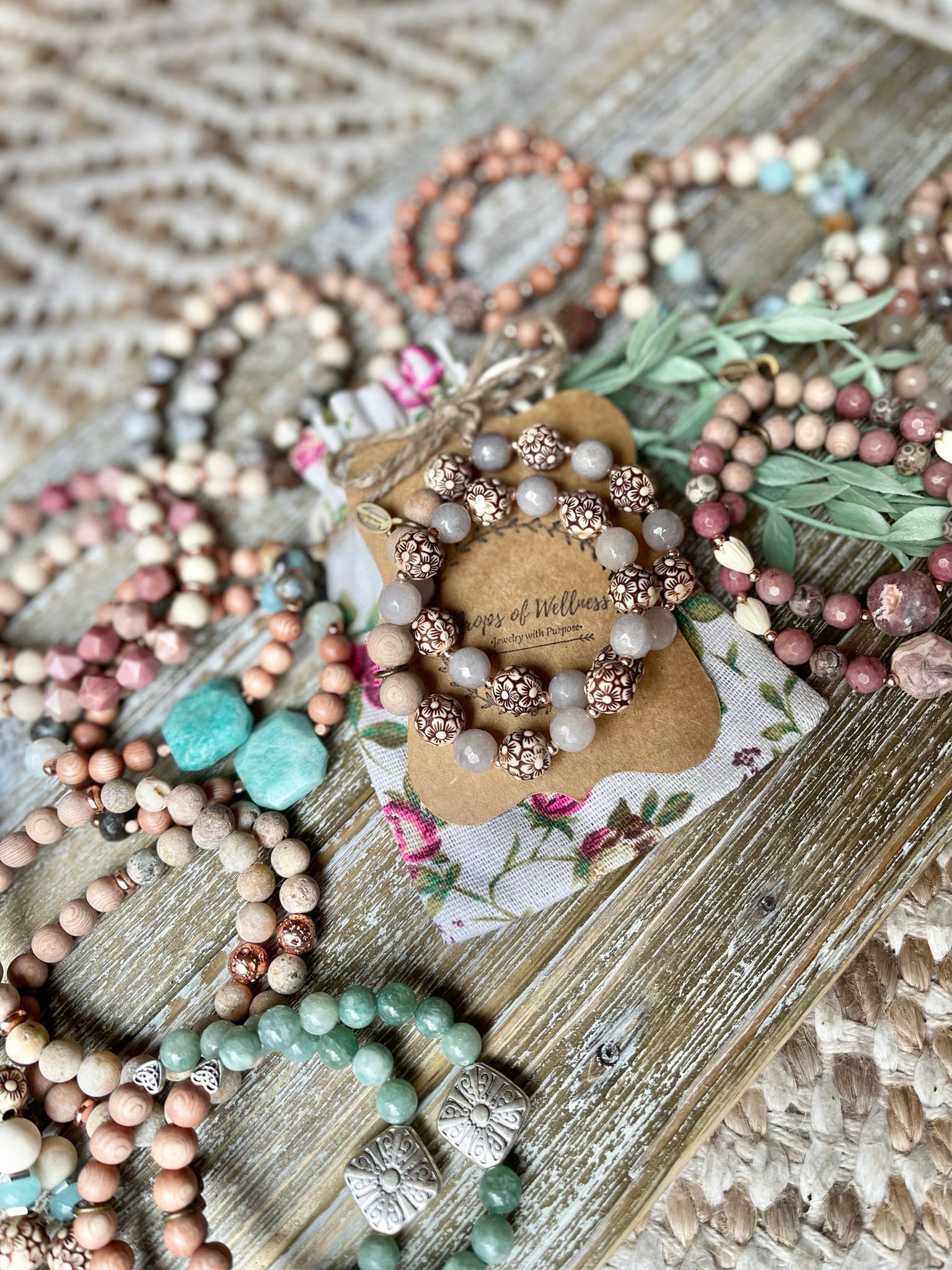 Drops of Wellness Goods - Wholesale Aromatherapy Bracelet - Diffuser Bracelet, Beaded Stone Bracelet, Boho, The Daisy2