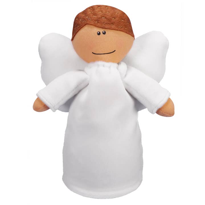 Engel-Plüschpuppe – Junge mit braunen Haaren für den Großhandel von The Angel Gift Company
