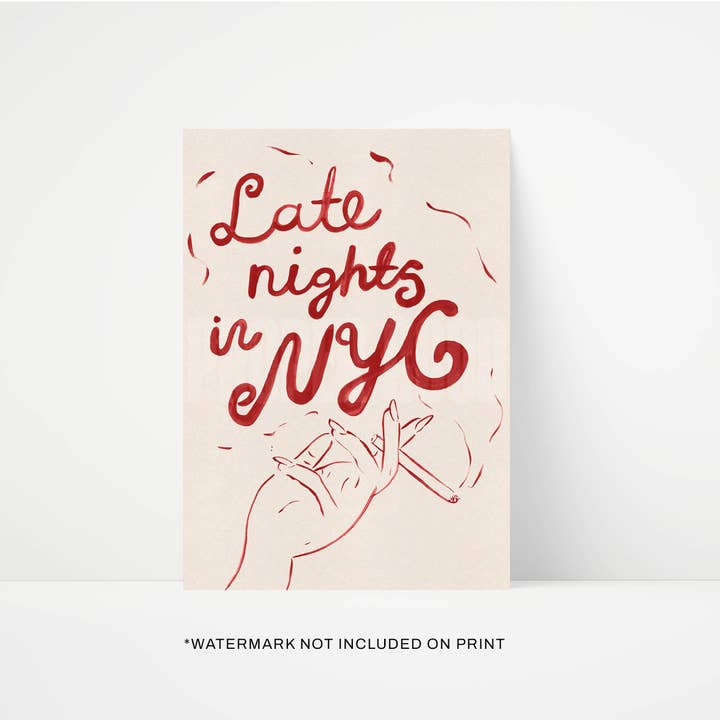 Late Nights in New York Hand Painted Art Print for wholesale by Proper Good