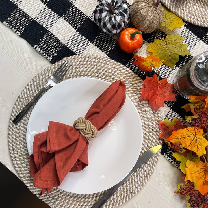 chardin home – Großhandel Platzdeckchen – Set aus 4 handgeflochtenen Tischsets aus Jute und Baumwolle, 33 cm, Weiß4