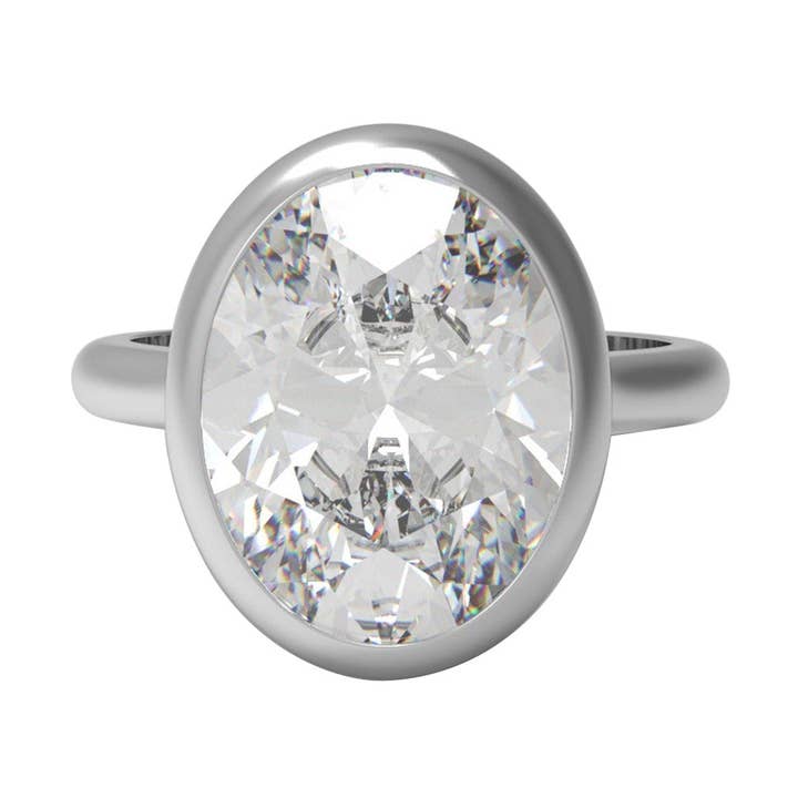 Bezel-sat ring oval moissanit 925 sterlingsølv ring for engroshandel hos Star Joya