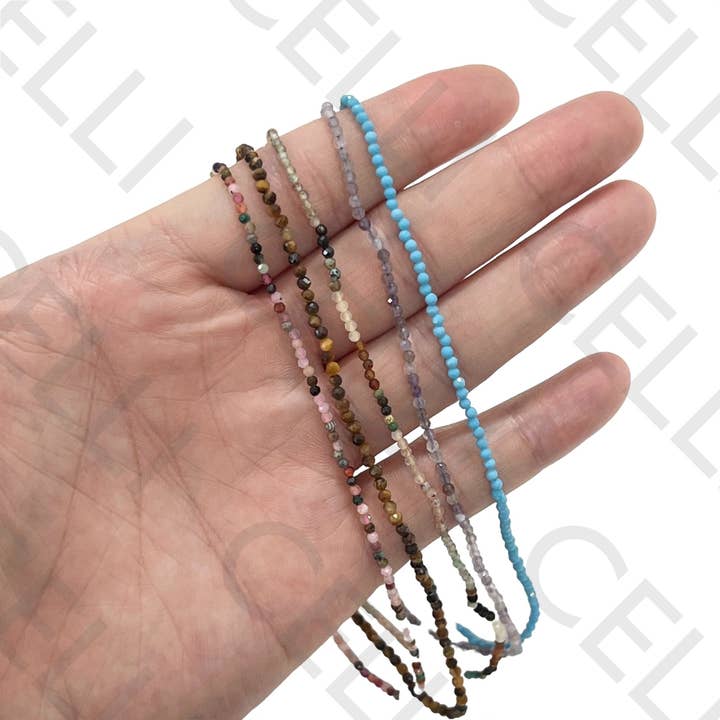 Celli Biju - Wholesale Bib Necklace - Steel Necklace - natural stones 2mm