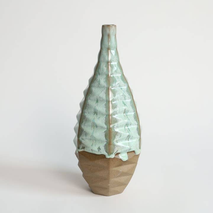 Patterned Vessels Bottle Coral Green for wholesale by By Alejandra Design