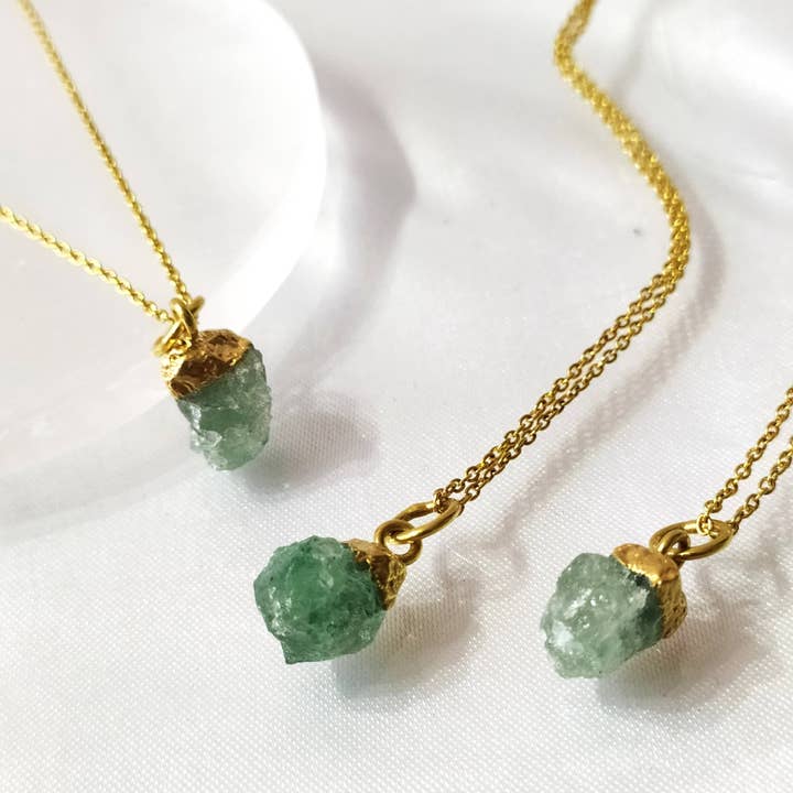 Raw Crystal Necklace|Green Aventurine| Raw Gemstone Necklace for wholesale by Soothing Crystals