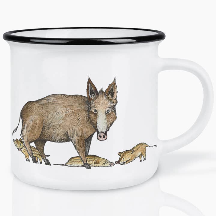 Keramikkopp med vildsvinsfamilj för wholesale av LIGARTI