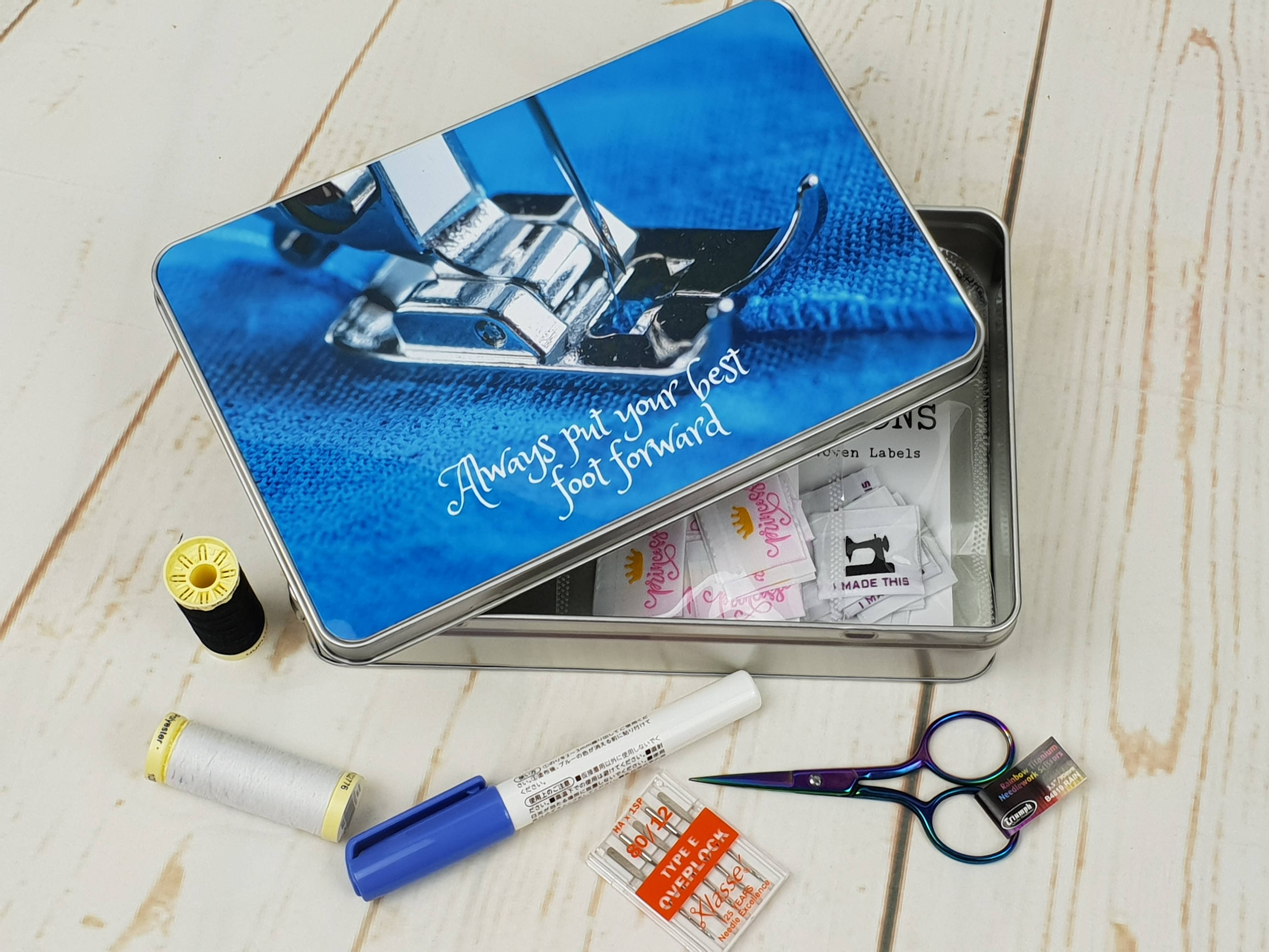 Rubyjam Fabric - Wholesale Decorative Box - Put Your Best Foot Forward - Rectangle Metal Storage Tin1