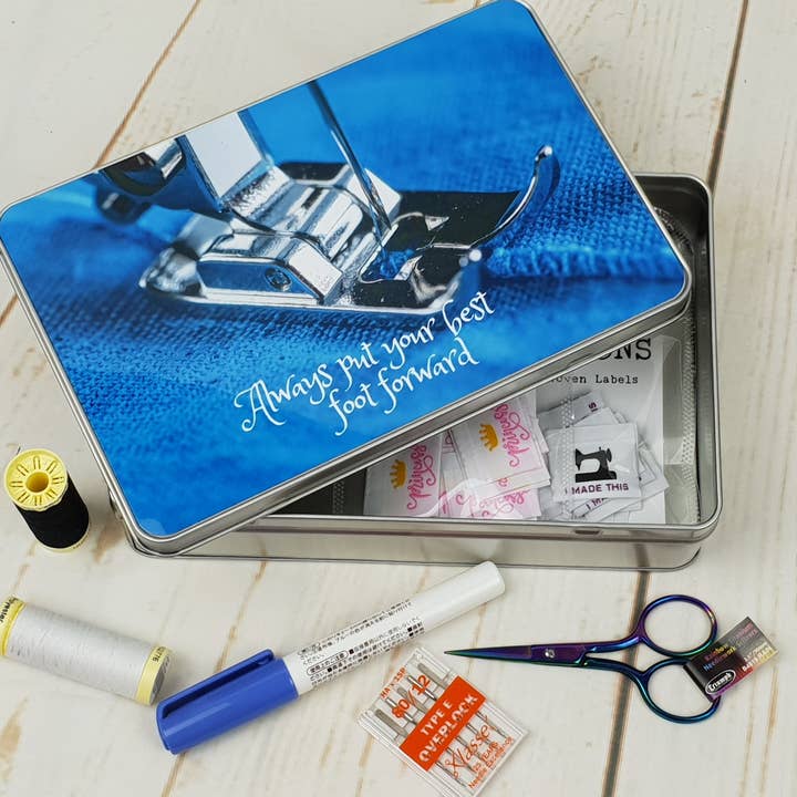 Rubyjam Fabric - Wholesale Decorative Box - Put Your Best Foot Forward - Rectangle Metal Storage Tin1