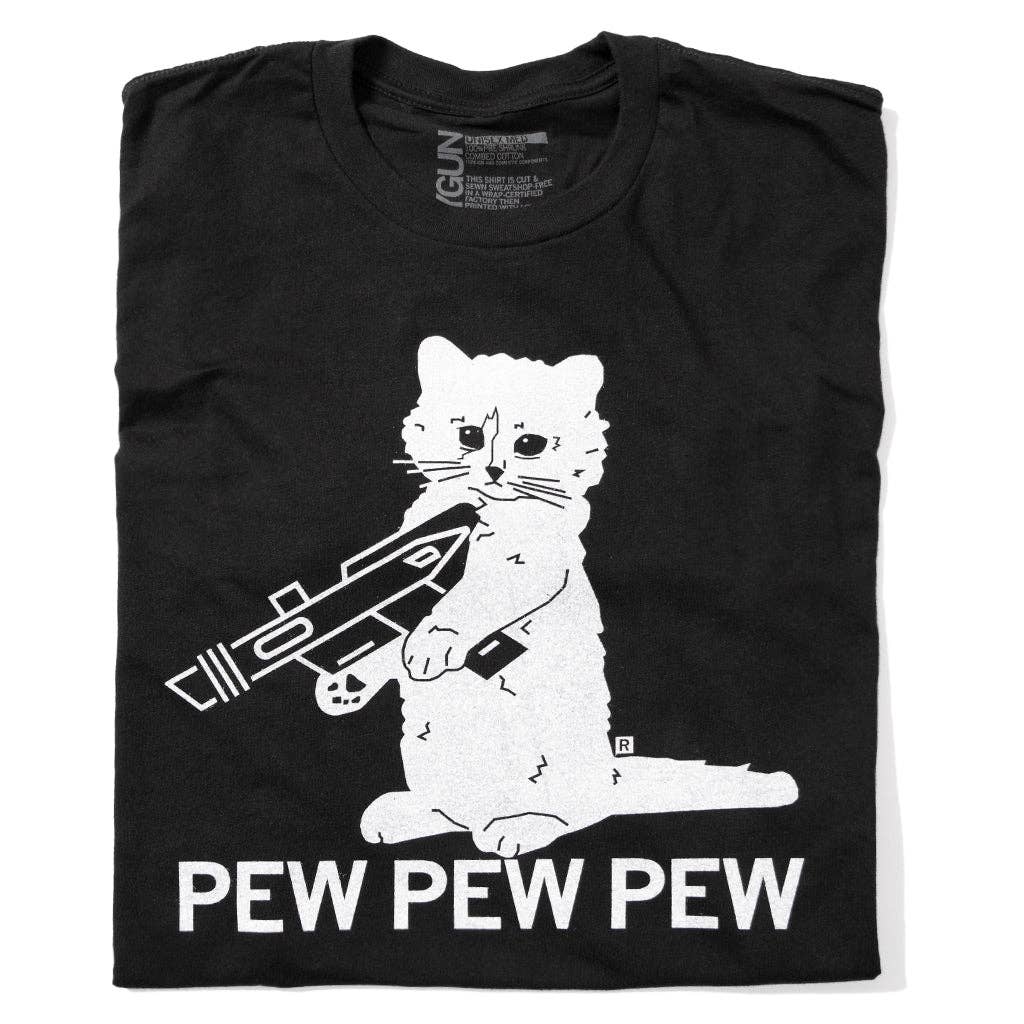 RAYGUN – wholesale Screen printed t-shirt – unisex – Pew Pew Pew Black0