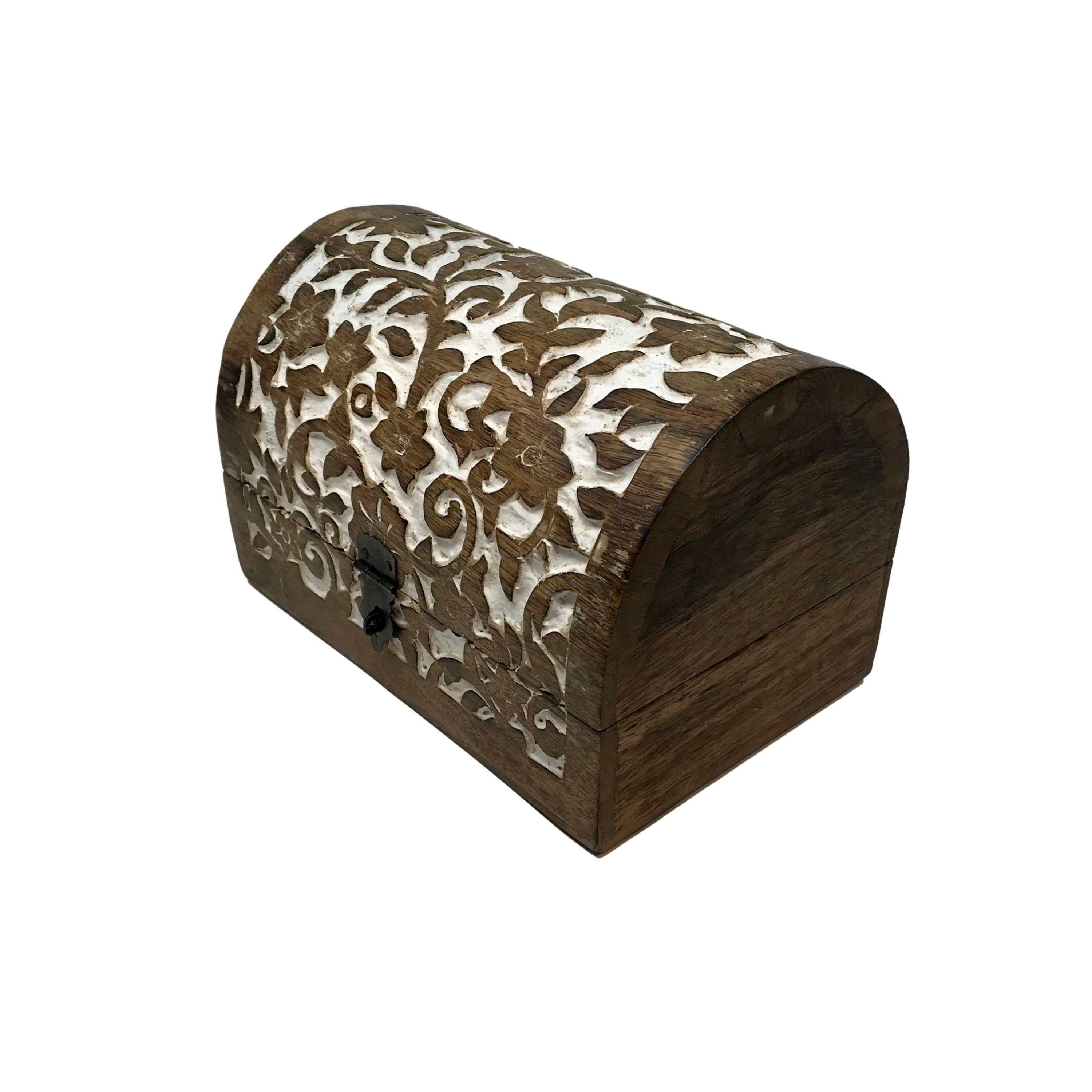 Wilco Home - Wholesale Decorative Box - Spring Carved Wood  "Flower Garden" Hinged Box Table Chest6