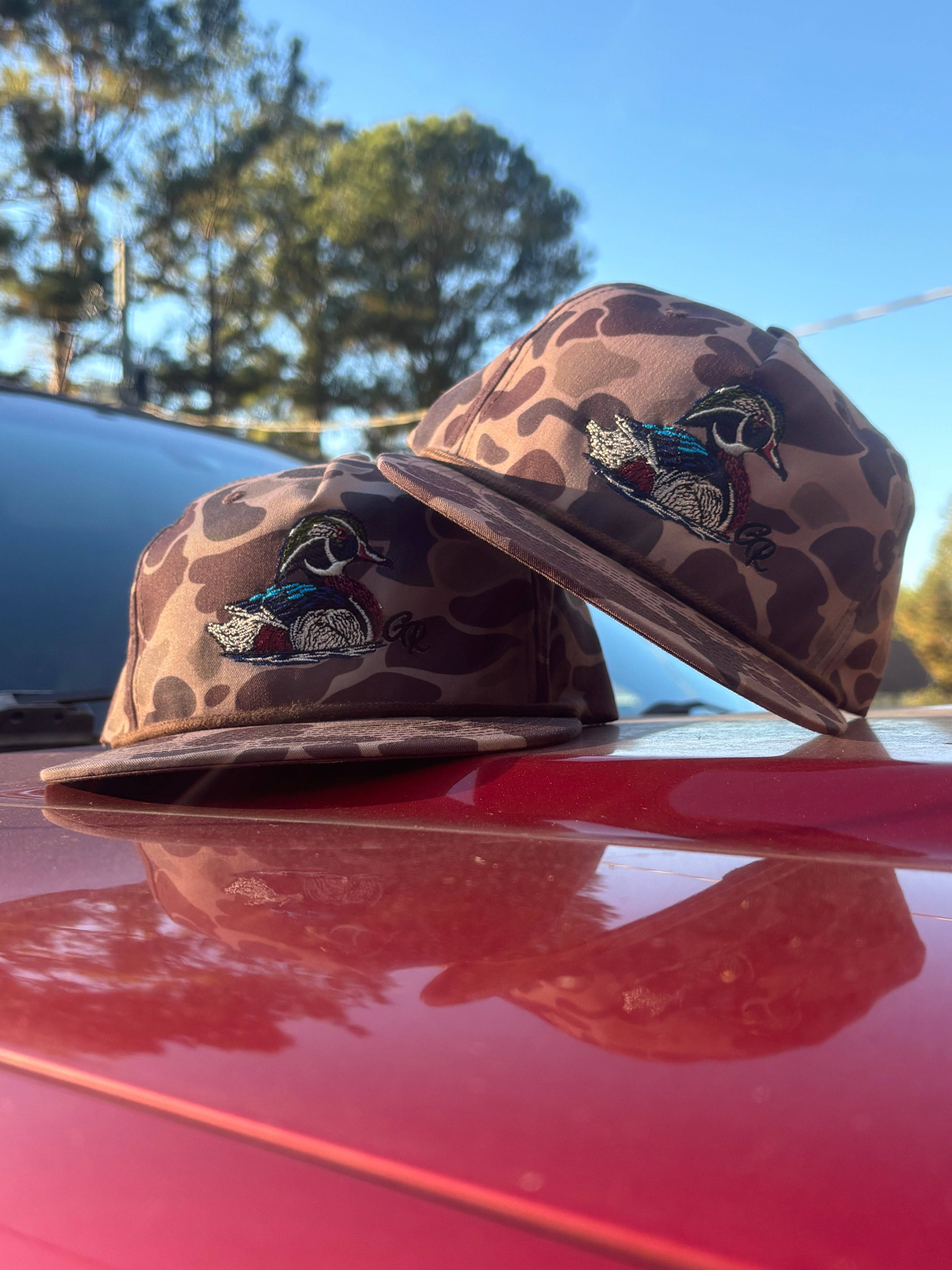 Ghost Ridge Brand - Wholesale Flat Brim Cap - Men's - Richardson 256P Brown Duck Camo Floating Wood Duck