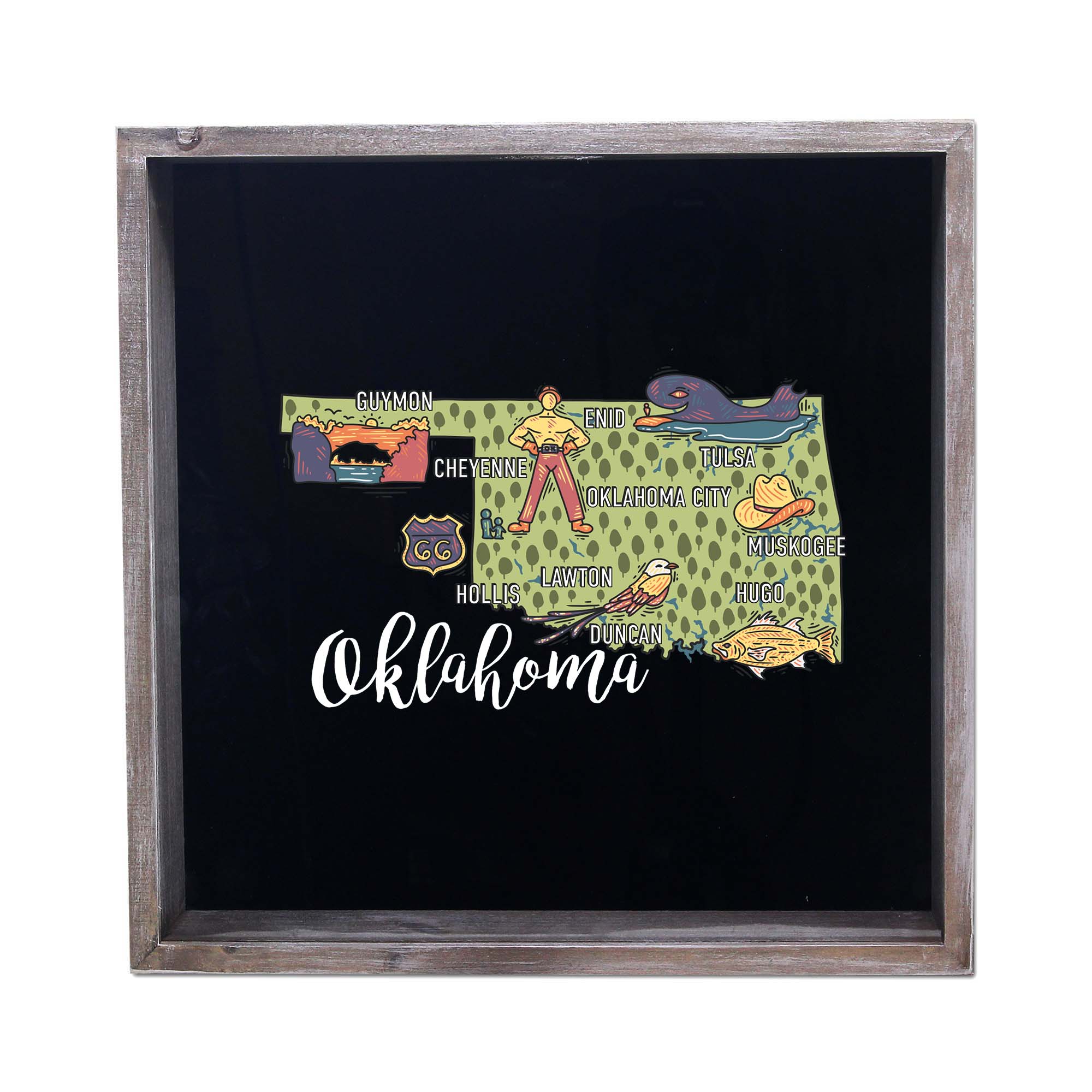 Torched Products - Wholesale Sign - State Map Design Shadow Box - Gray33