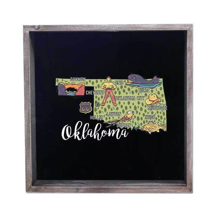 Torched Products - Wholesale Sign - State Map Design Shadow Box - Gray33