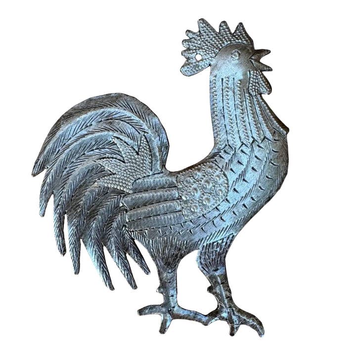 Farm Rooster, Handmade Christmas Ornament, Haiti 5" x 4.25" for wholesale by Haiti Fair Trade~ It's Cactus