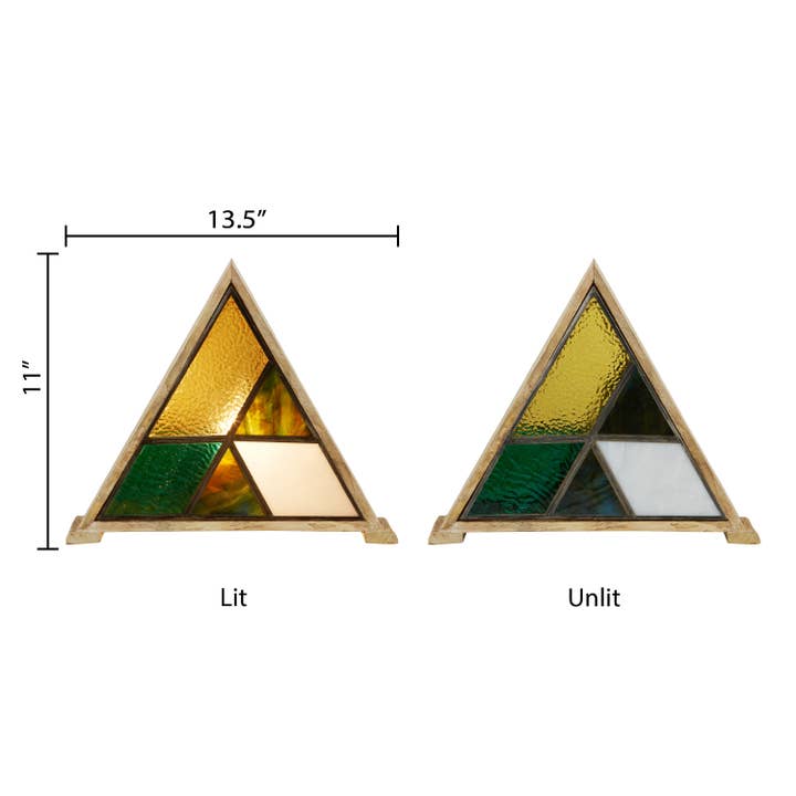 River of Goods - Wholesale Accent/Desk Lamp - 11"H Stained Glass Triangle Shade Wood Base Accent Lamp1