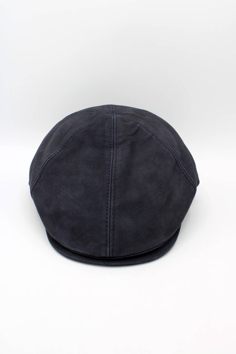 Hologramme Paris - Wholesale Newsboy/Schoolboy Hat - Men's - 18260 Leather Cap - Navy2