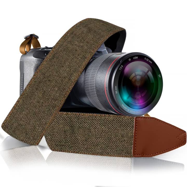 Brun jeans kamerarem til DSLR-kameraer med justerbar pasform for engroshandel hos Gradzo