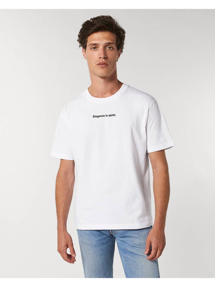 White "Shush" Unisex T-Shirt for wholesale on Faire