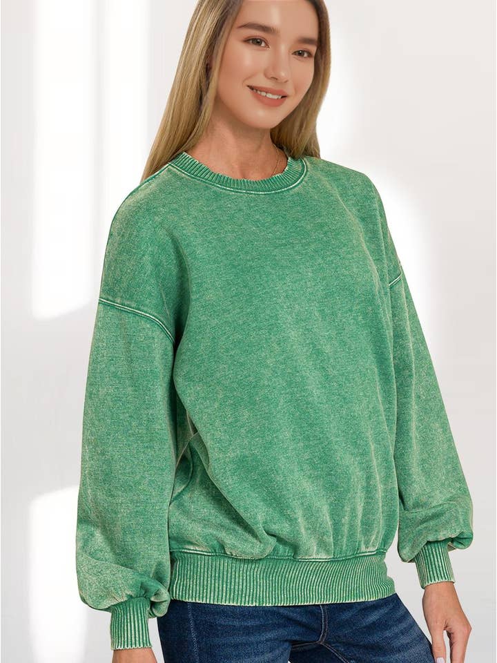 42POPS - Wholesale Sweatshirt - Women's - ',,,..Acid Wash Fleece Oversized Pullover84