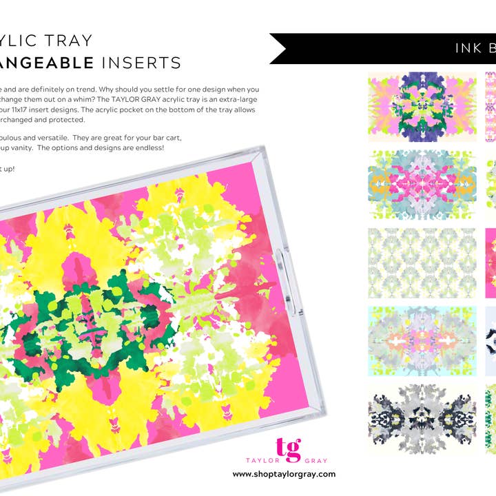 TAYLOR GRAY - Wholesale Decorative Tray - 11x17 INK BLOTS insert set of 10