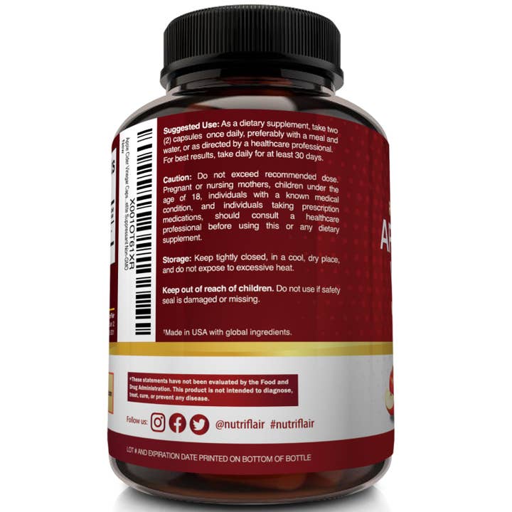 Apple Cider Vinegar with the Mother 1600mg - 120 Capsules for wholesale by NutriFlair
