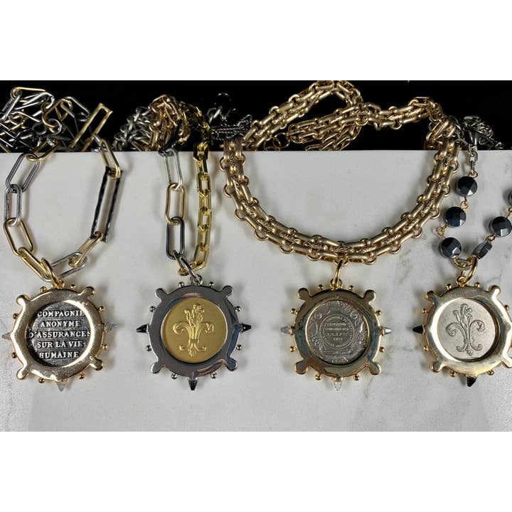 BMR - Wholesale Pendant/Charm Necklace - Sabine French Horticole Coin Pendant Necklace2