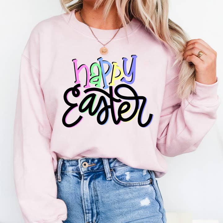 HAPPY EASTER PASTEL CREWNECK TEE/SWEATSHIRT for wholesale by It's So Me