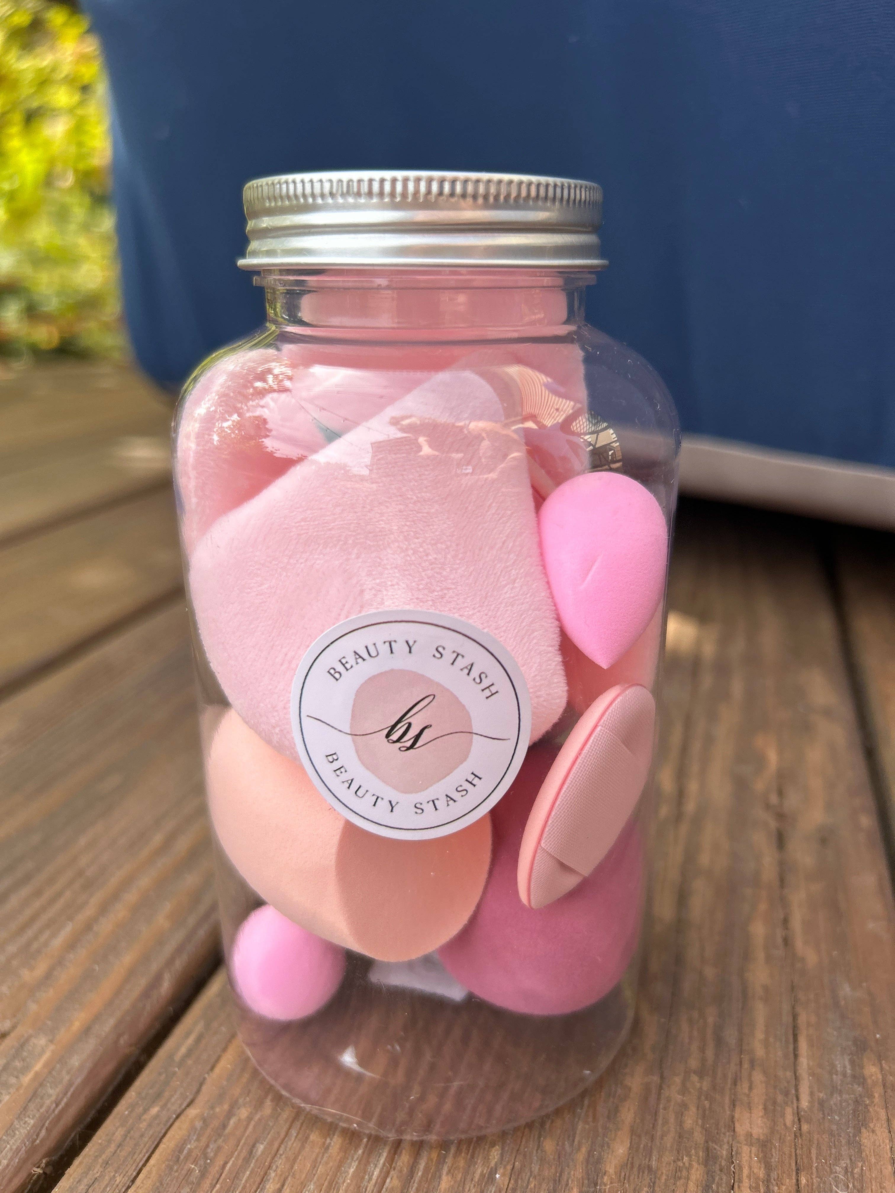 Beauty Stash - Wholesale Makeup Sponge/Blender - Luxe Makeup Blender Jar – 14-Piece Beauty Sponge & Blender Set for Flawless Makeup3