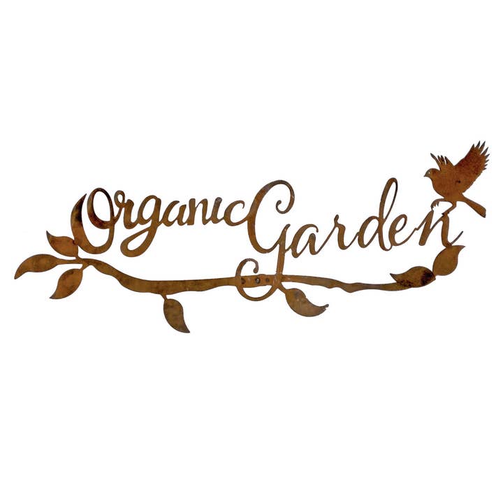 California Home & Garden - Wholesale Outdoor Sign - Mtl Rust/Nat Organic Gdn Sign Garden Art