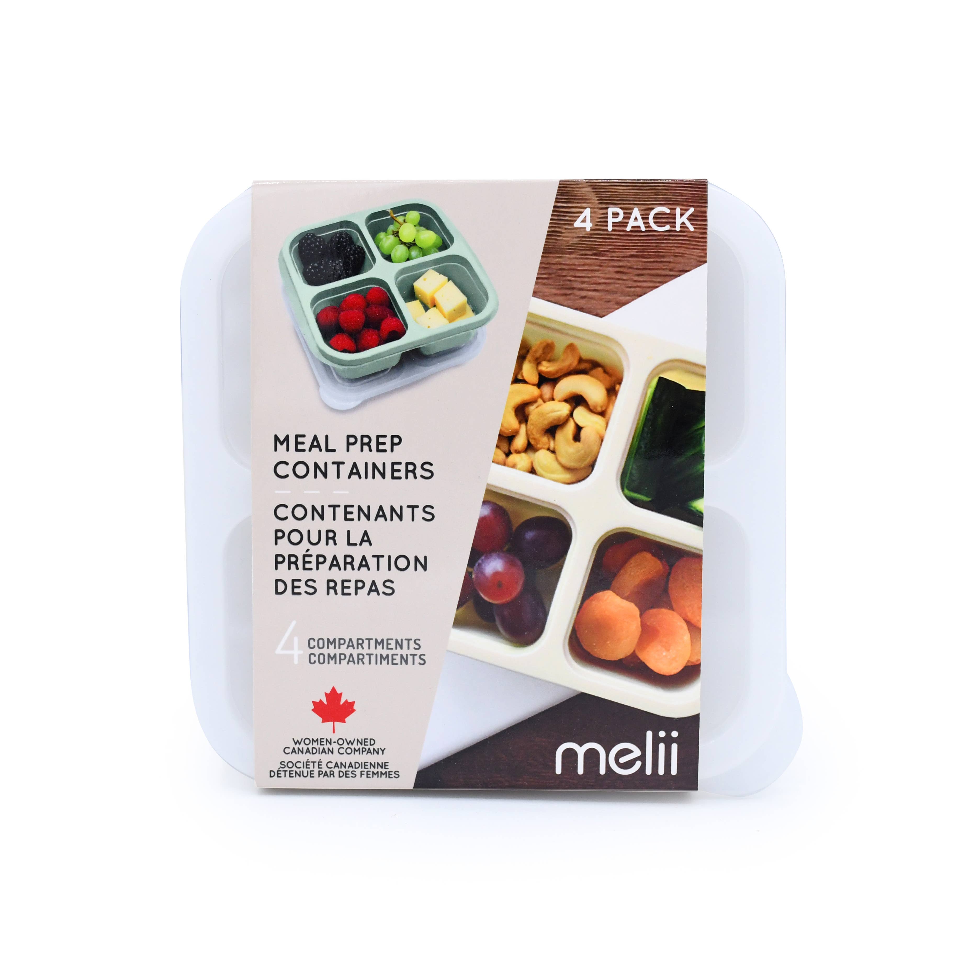 melii - Wholesale Food Storage Container - 4-Compartment Meal Prep Containers Pack of 44