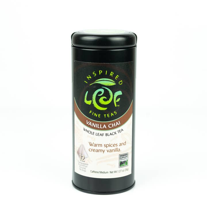 Boîte à thé Vanilla Chai de 12 sachets de thé pyramidaux compostables. pour la vente par Inspired Leaf Teas