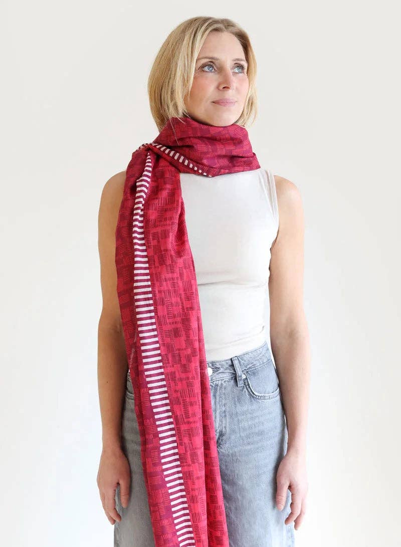 Djian – Cachecol - Unissexo por atacado – Cachecol 100% algodão orgânico / Greta – vermelho2