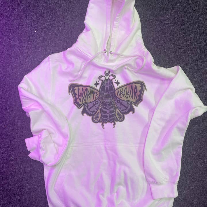 White Death Moth Hoodie- Unisex Small for wholesale by Granite Anchor