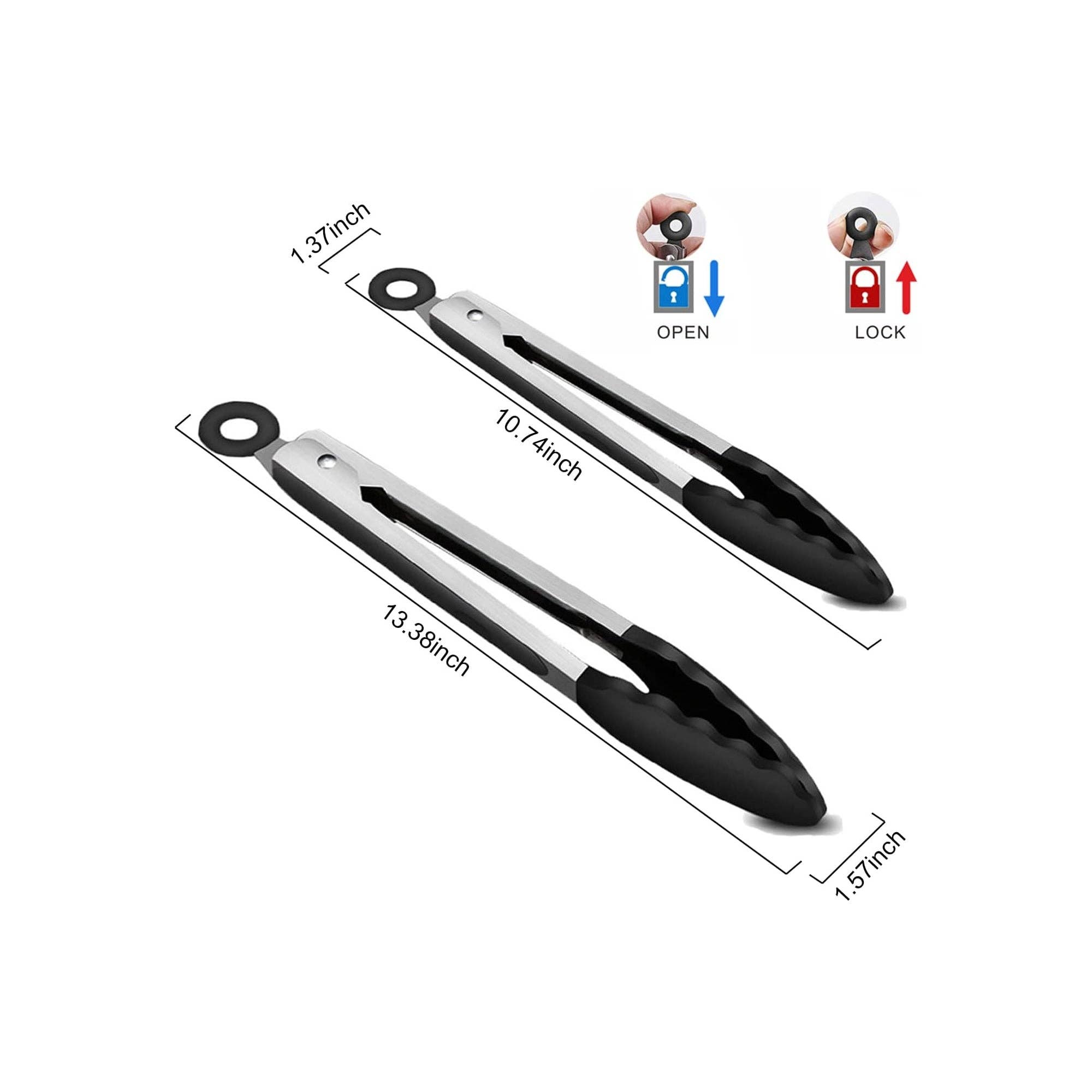 Vigor Path – Großhandel Küchenzange – 2er-Pack Küchenzangen-Set 9" (Klein) & 12" (Groß): Antihaft-Silikon-Edelstahl-Kochzangen, BPA-frei, hitzebeständig (480°F) - Rutschfester Griff & Verriegelbare Metallzangen (Grau)6