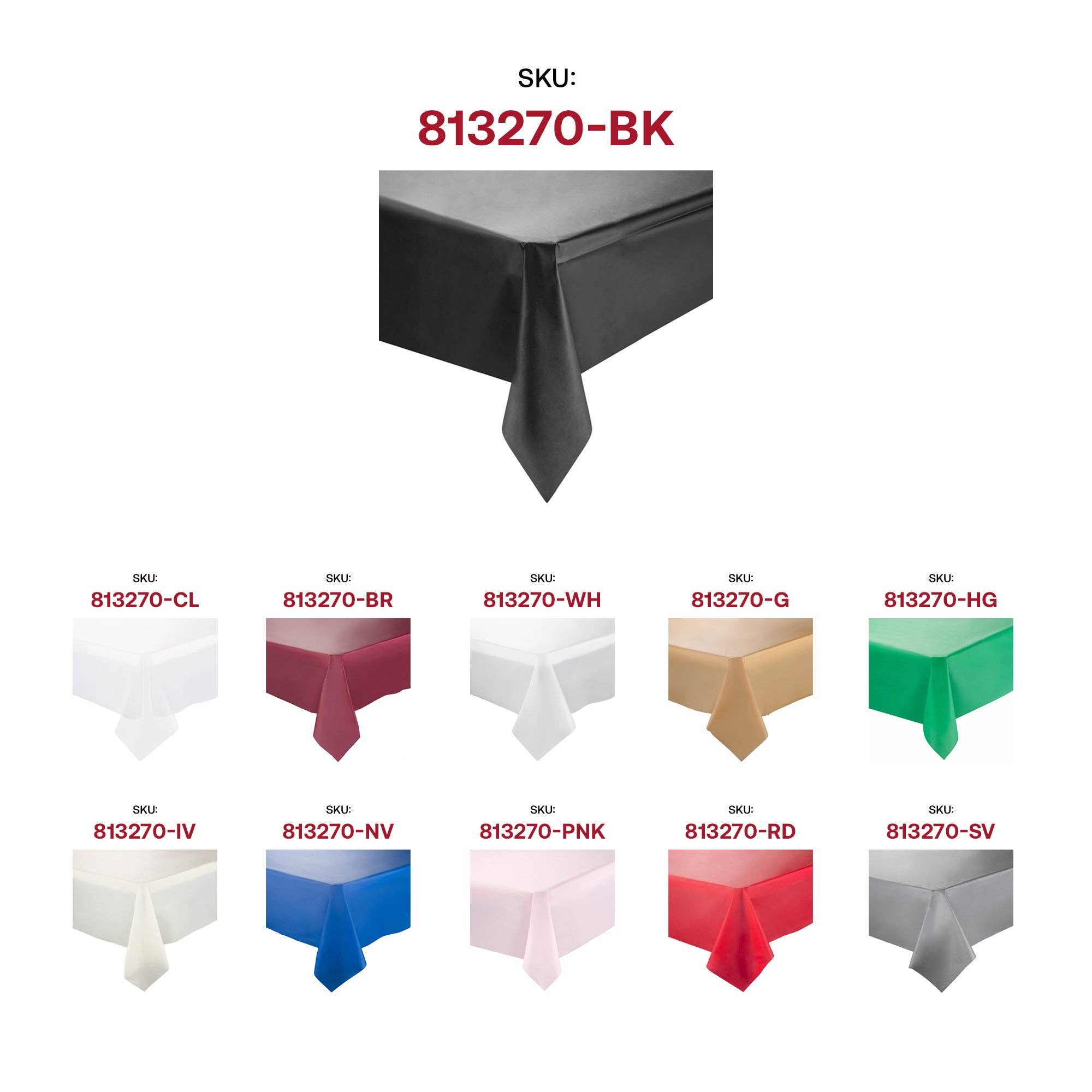 Smarty had a Party - Wholesale Disposable Table Cover/Runner - 54" x 108" Black Rectangular Plastic Tablecloth - 1 pc4