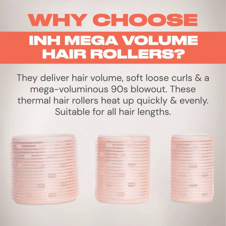 INH Hair - Wholesale Hair Curlers - Mega Volume Hair Rollers| 12 pc hair rollers & styling clips2