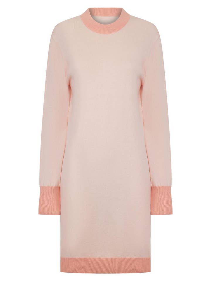 Elegant Pink Cashmere Blend Knitted Dress for wholesale by K-win London