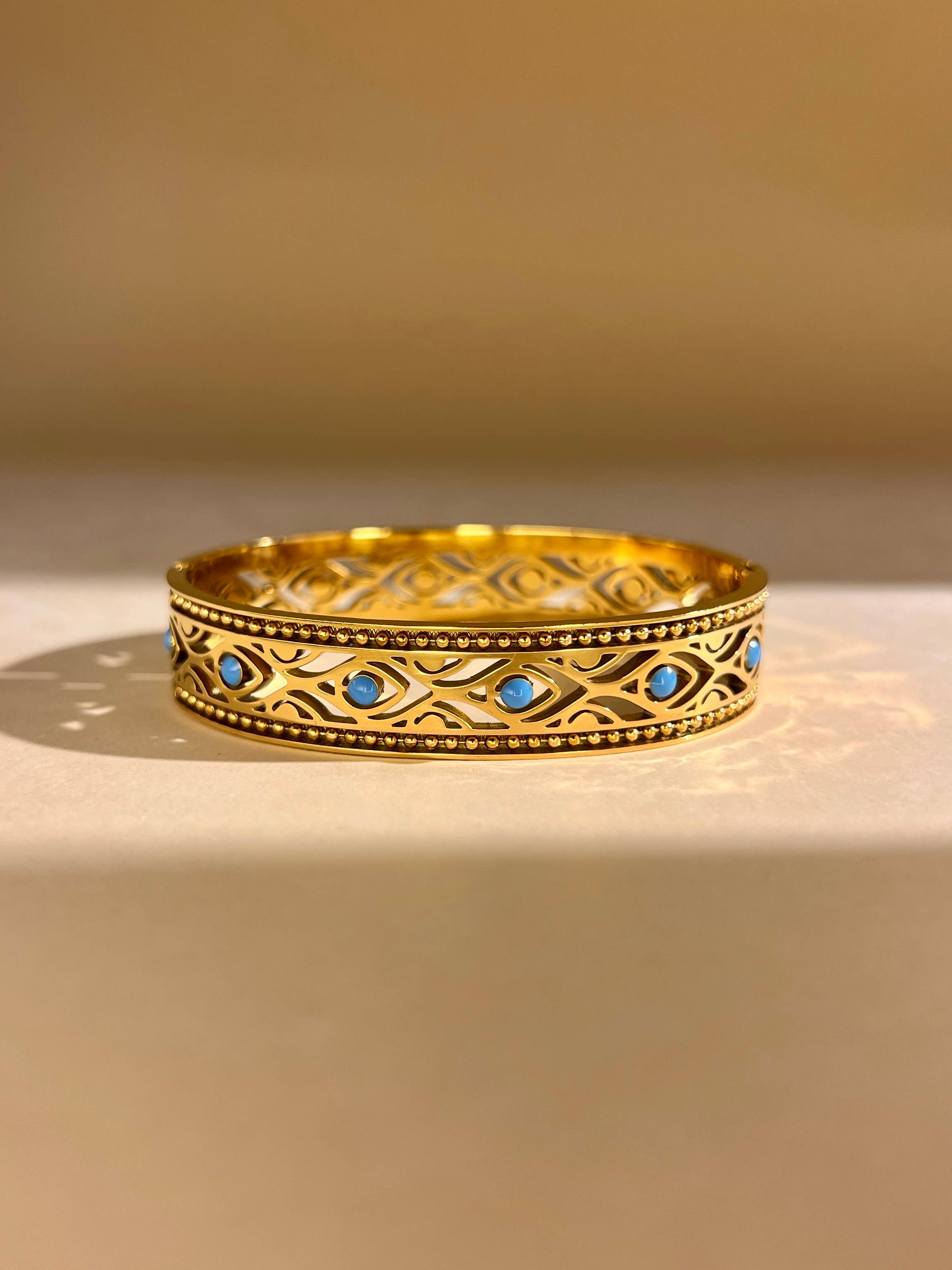 COSMOS - Wholesale Cuff Bracelet - Stainless steel cuff bracelet with turquoise stone3