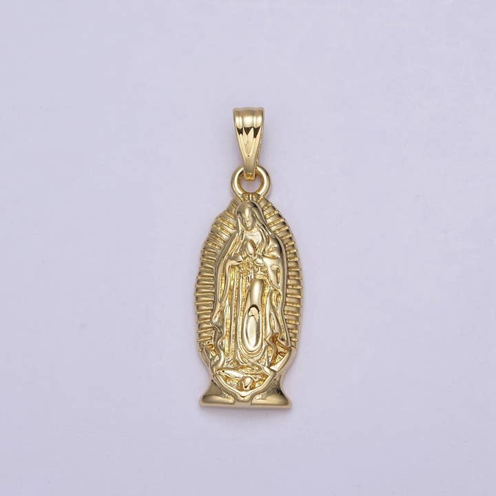 Gold Lady Guadalupe Charm Virgin Mary Pendant for Religious Jewelry Making N-542 for wholesale by Aim Eternal