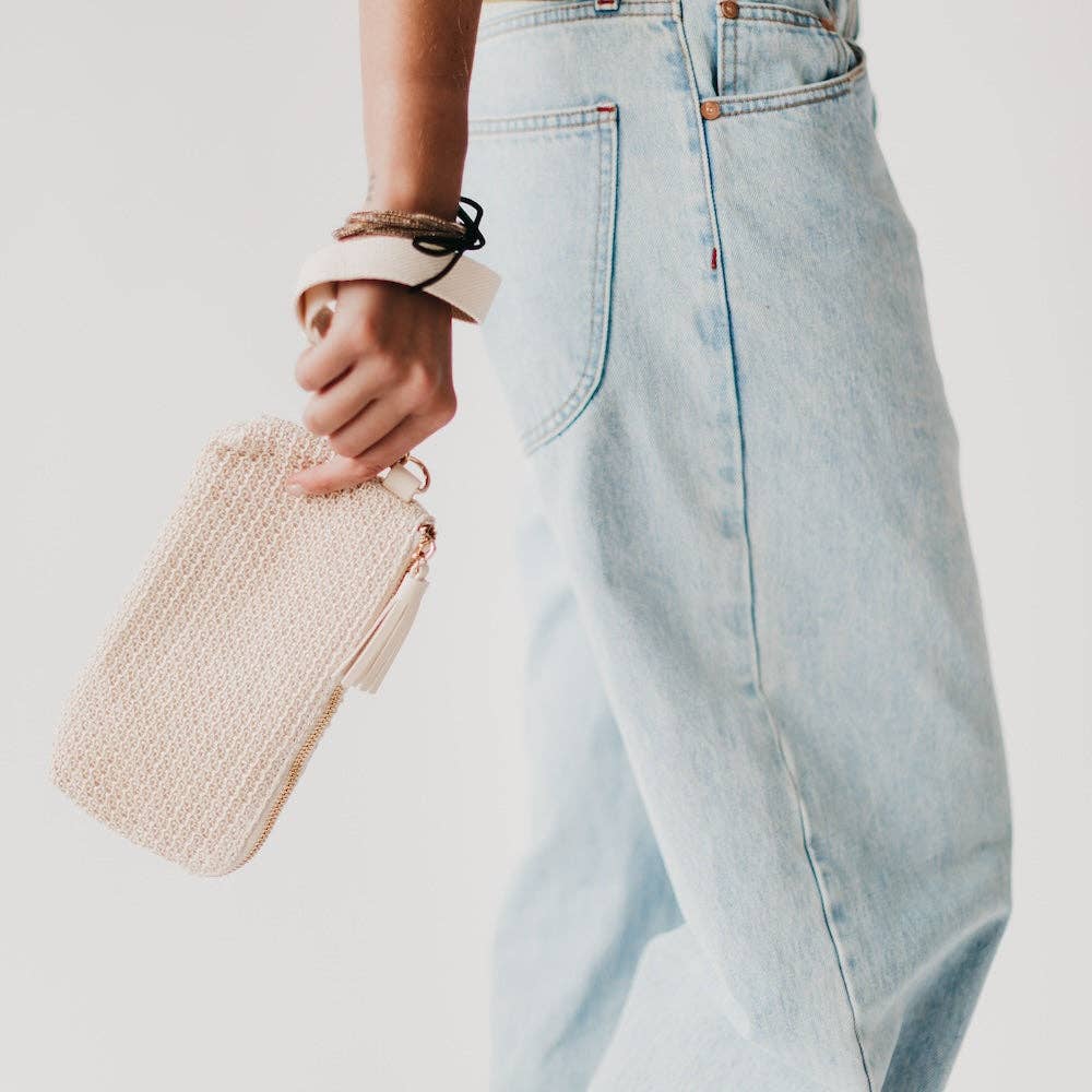 Pretty Simple - Vente Pochette – femme - Pochette Rome en raphia avec porte-cartes et bracelet3