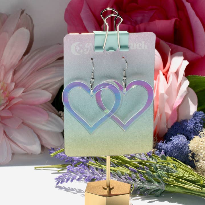 Moonstruck Designs PDX - Wholesale Dangle Earrings - Heart Outline Earrings - Valentine Romantic Dreamy Cutout Em6