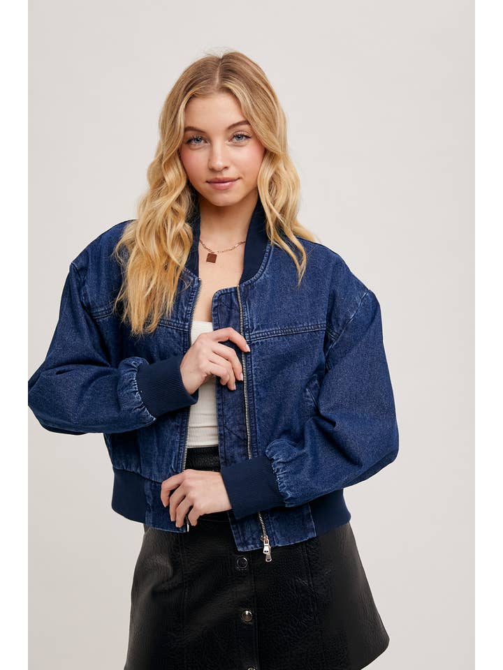 DK WASH DENIM BASEBALL BOMBER JACKET for wholesale on Faire11