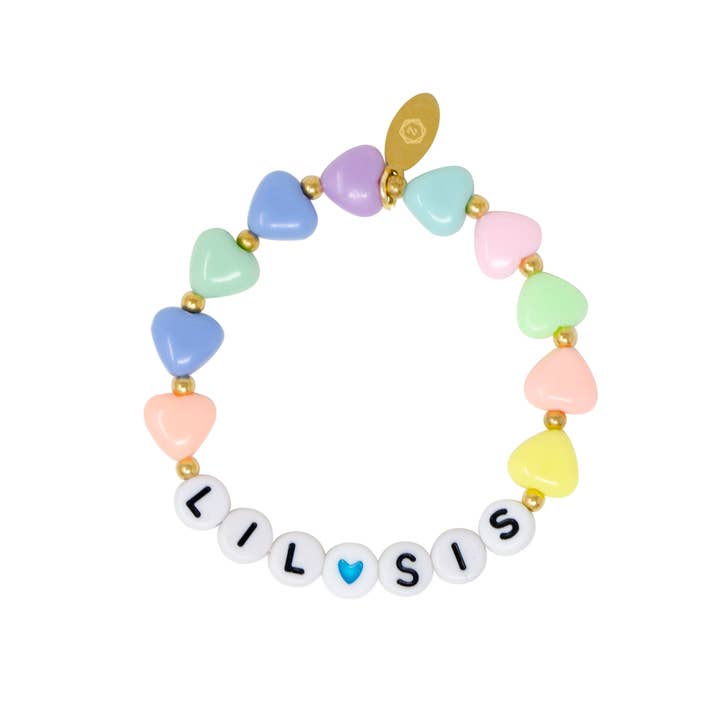Tiny Treats and ZOMI GEMS - Wholesale Beaded Bracelet - Kids - Big Sis/Lil Sis Hearts Bracelet Tower