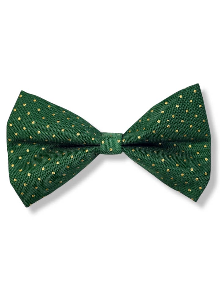 Nœud vert à pois dorés pour la vente par Pawtastic Attire