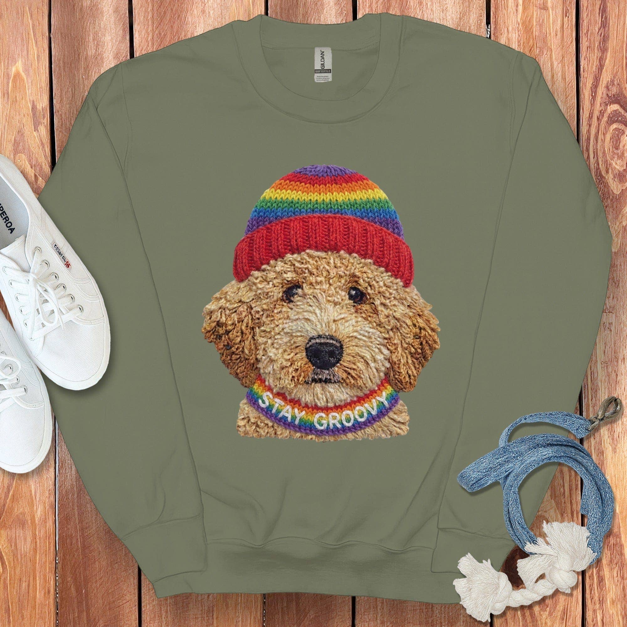 Puppy Jo - Wholesale Graphic Sweatshirt - Unisex - Groovy Goldendoodle Sweatshirt6