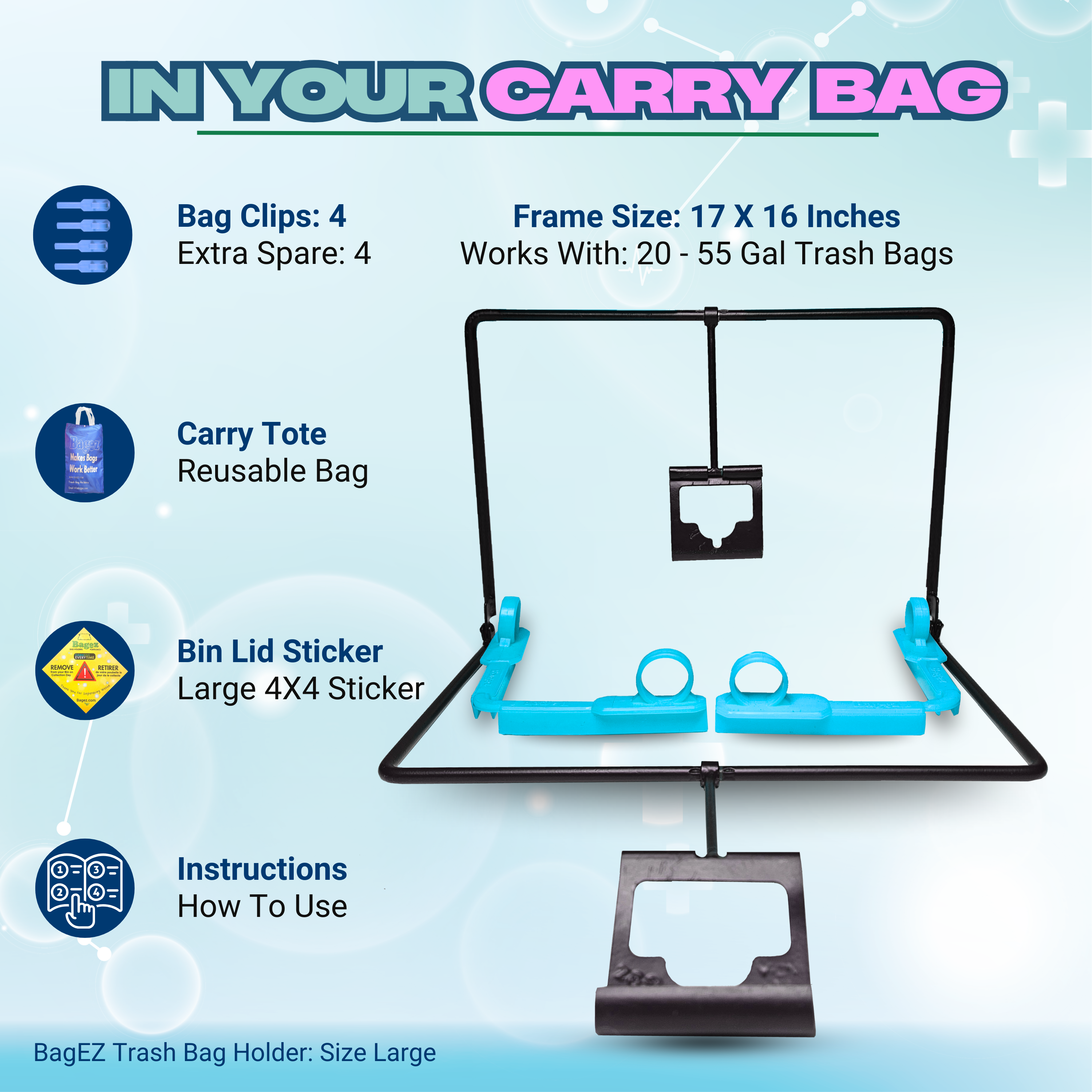 BagEZ - Wholesale Rubbish can/Rubbish bin - BagEZ Trash Bag Holder: Large1